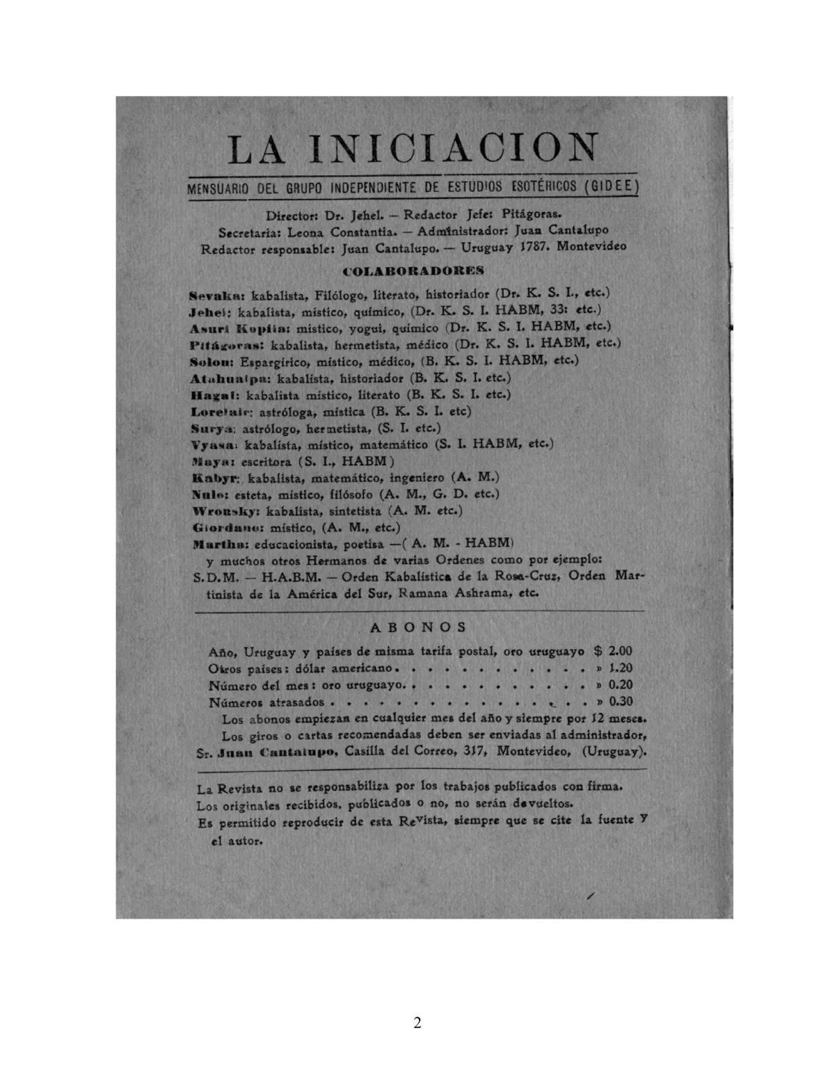 La Iniciación · Año II, Nº 13 · May 1943, page 2
