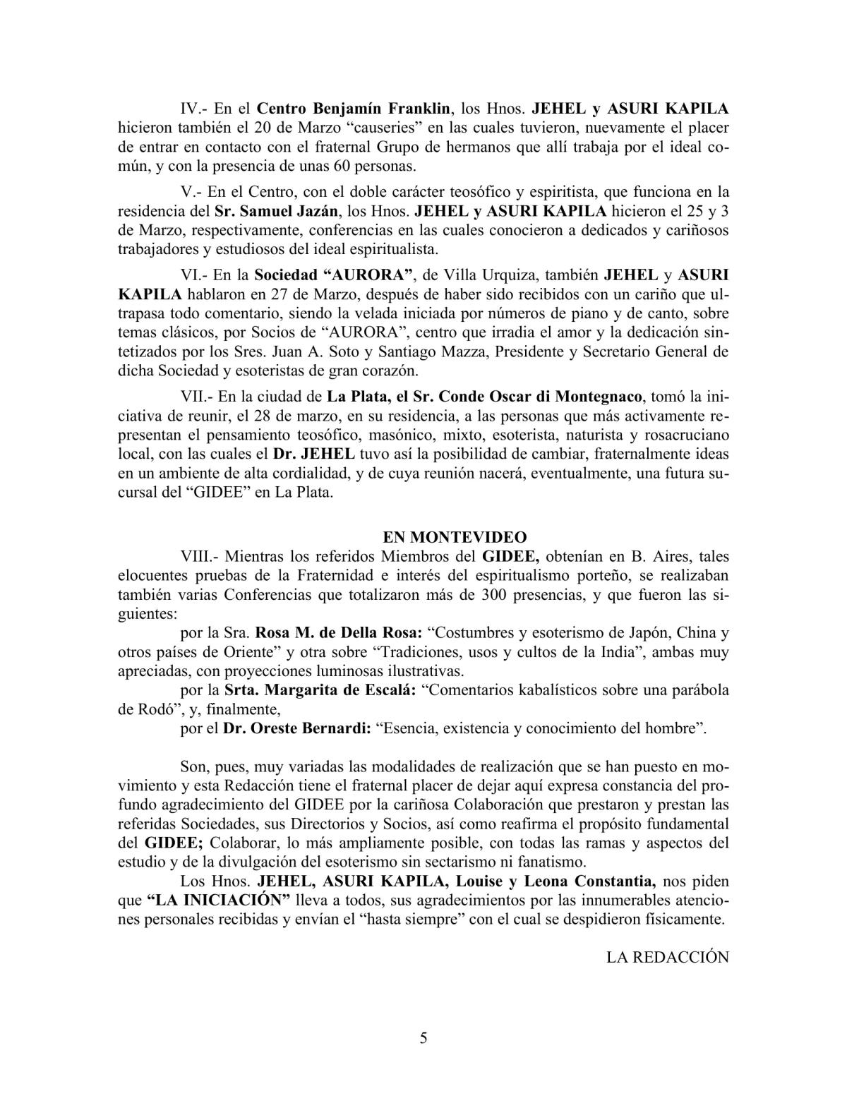 La Iniciación · Año II, Nº 13 · May 1943, page 5