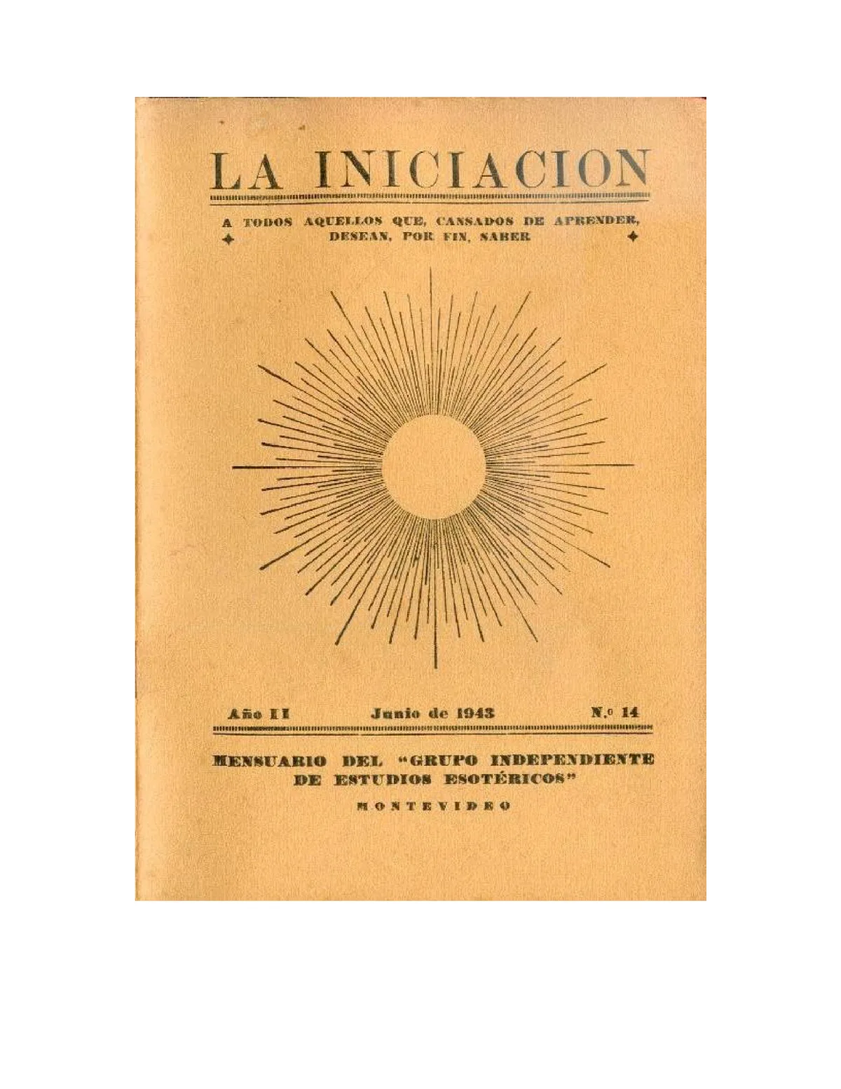 La Iniciación · Año II, Nº 14 · June 1943, page 1