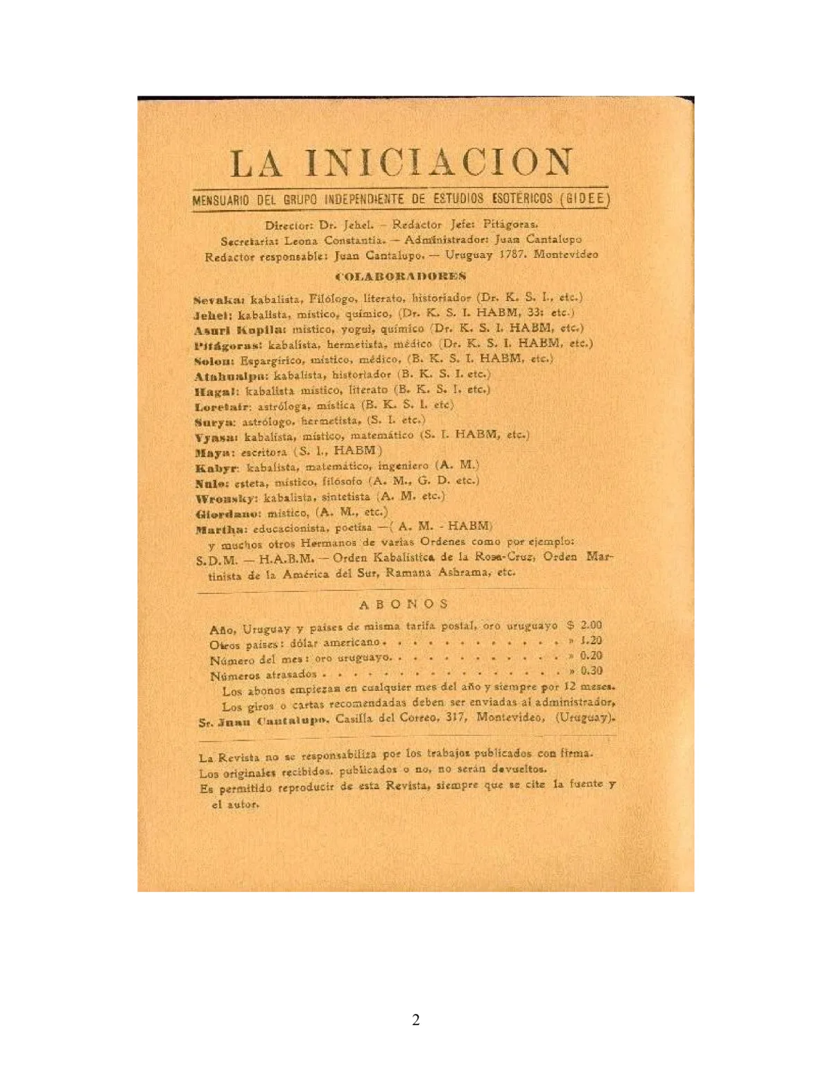 La Iniciación · Año II, Nº 14 · June 1943, page 2