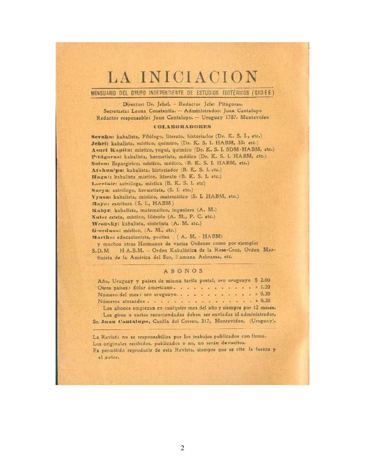La Iniciación · Año II, Nº 16-17 · August 1943, page 2