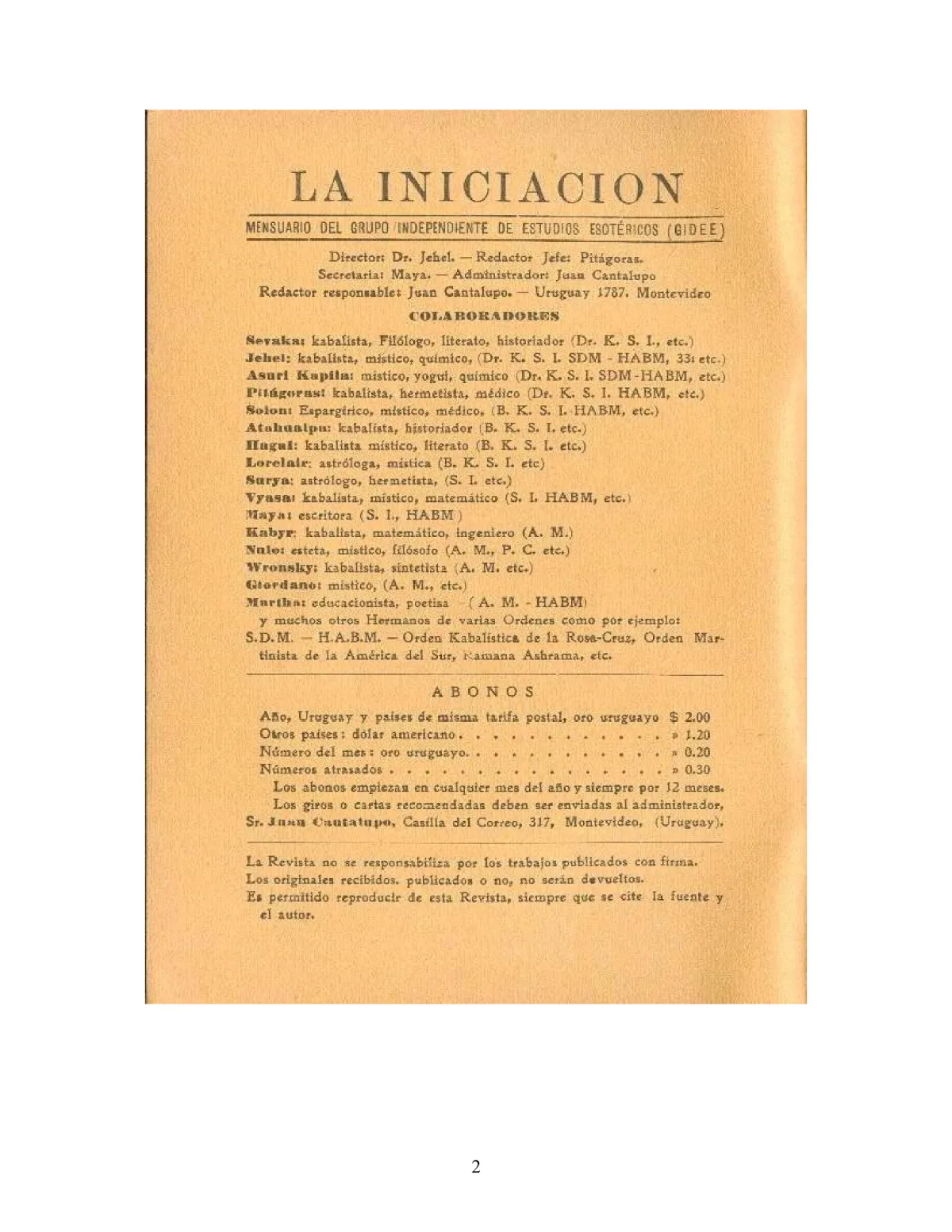 La Iniciación · Año II, Nº 18 · October 1943, page 2
