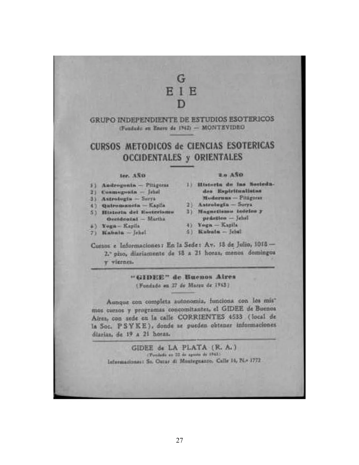 La Iniciación · Año III, Nº 21 · January 1944, page 27
