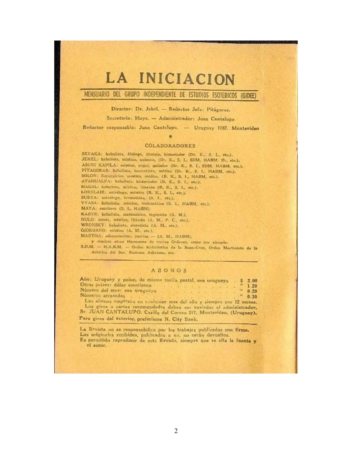 La Iniciación · Año III, Nº 24 · April 1944, page 2