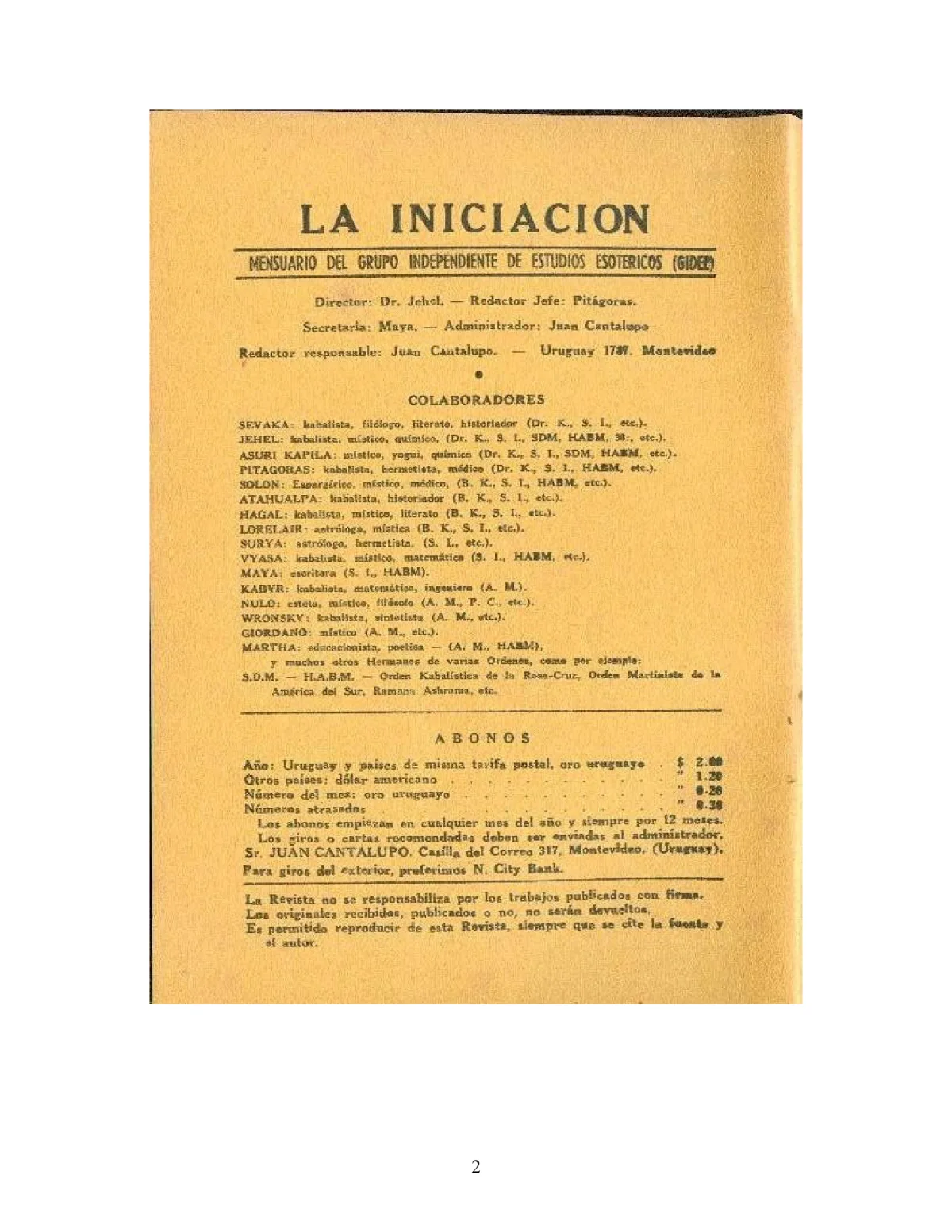 La Iniciación · Año III, Nº 25 · May 1944, page 2