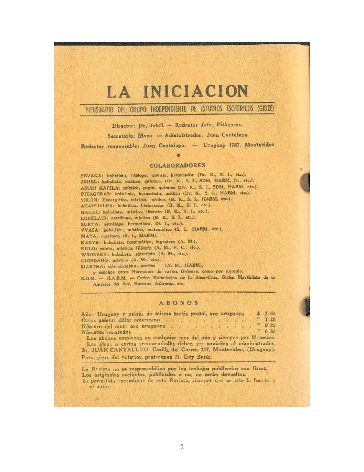 La Iniciación · Año III, Nº 27 · July 1944, page 2