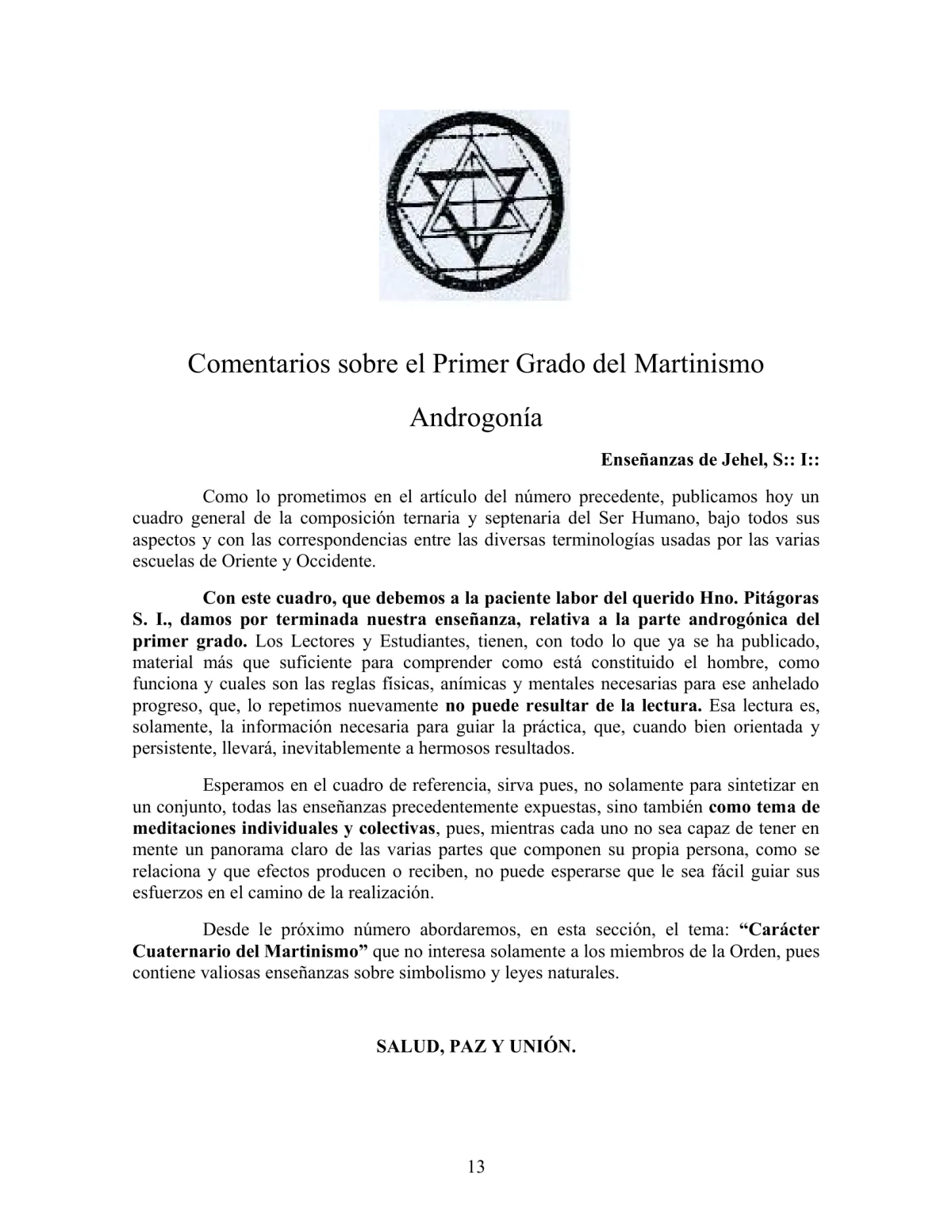 La Iniciación · Año III, Nº 27 · July 1944, page 13