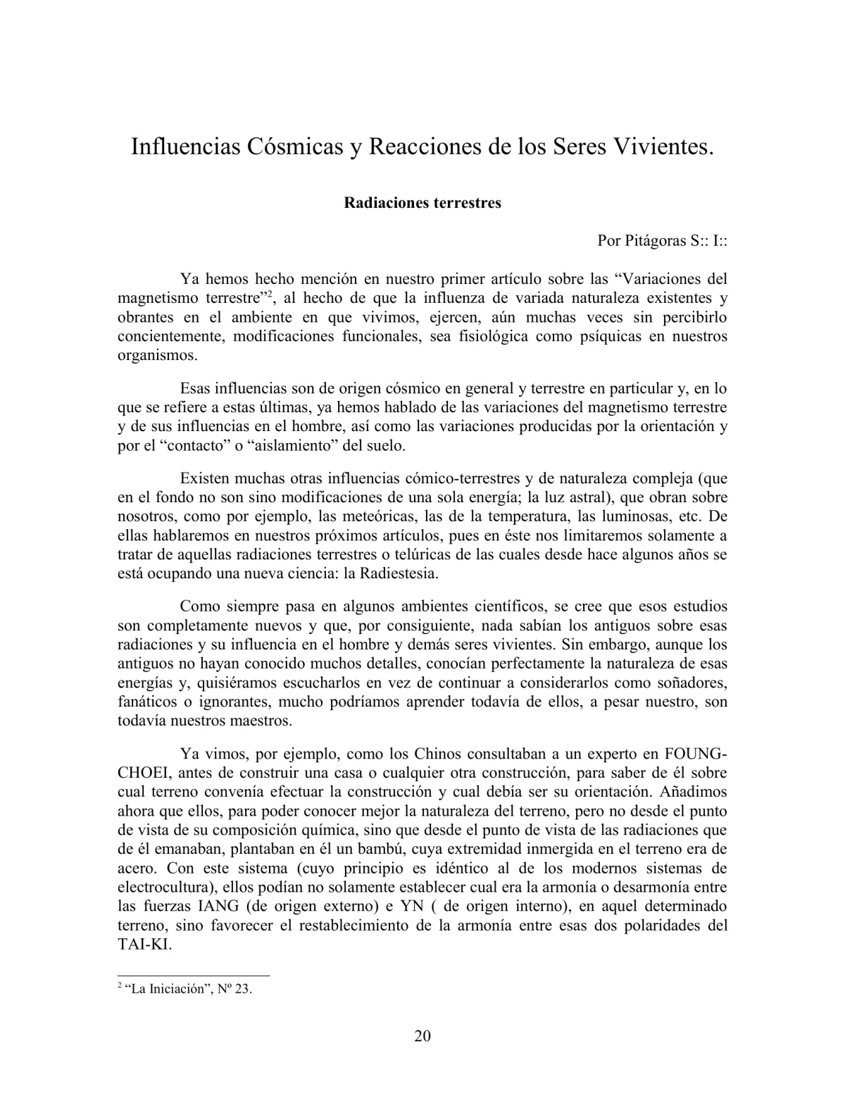 La Iniciación · Año III, Nº 28 · August 1944, page 20