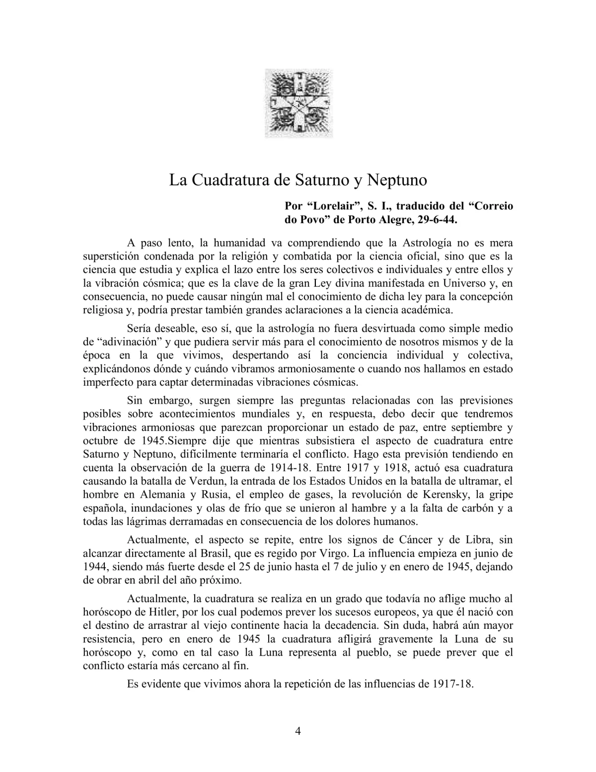 La Iniciación · Año III, Nº 29 · September 1944, page 4