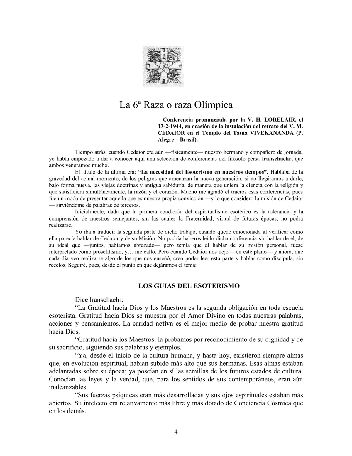 La Iniciación · Año IV, Nº 34 · February 1945, page 4