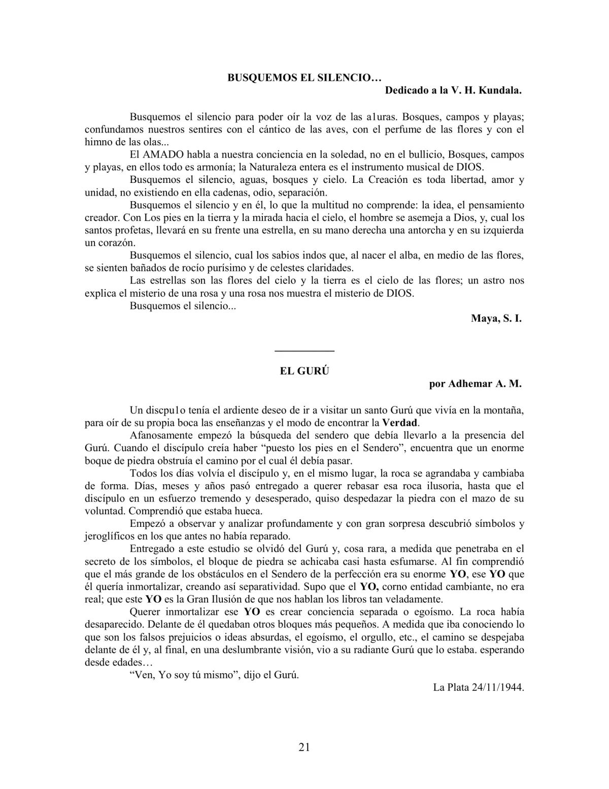 La Iniciación · Año IV, Nº 36 · April 1945, page 21