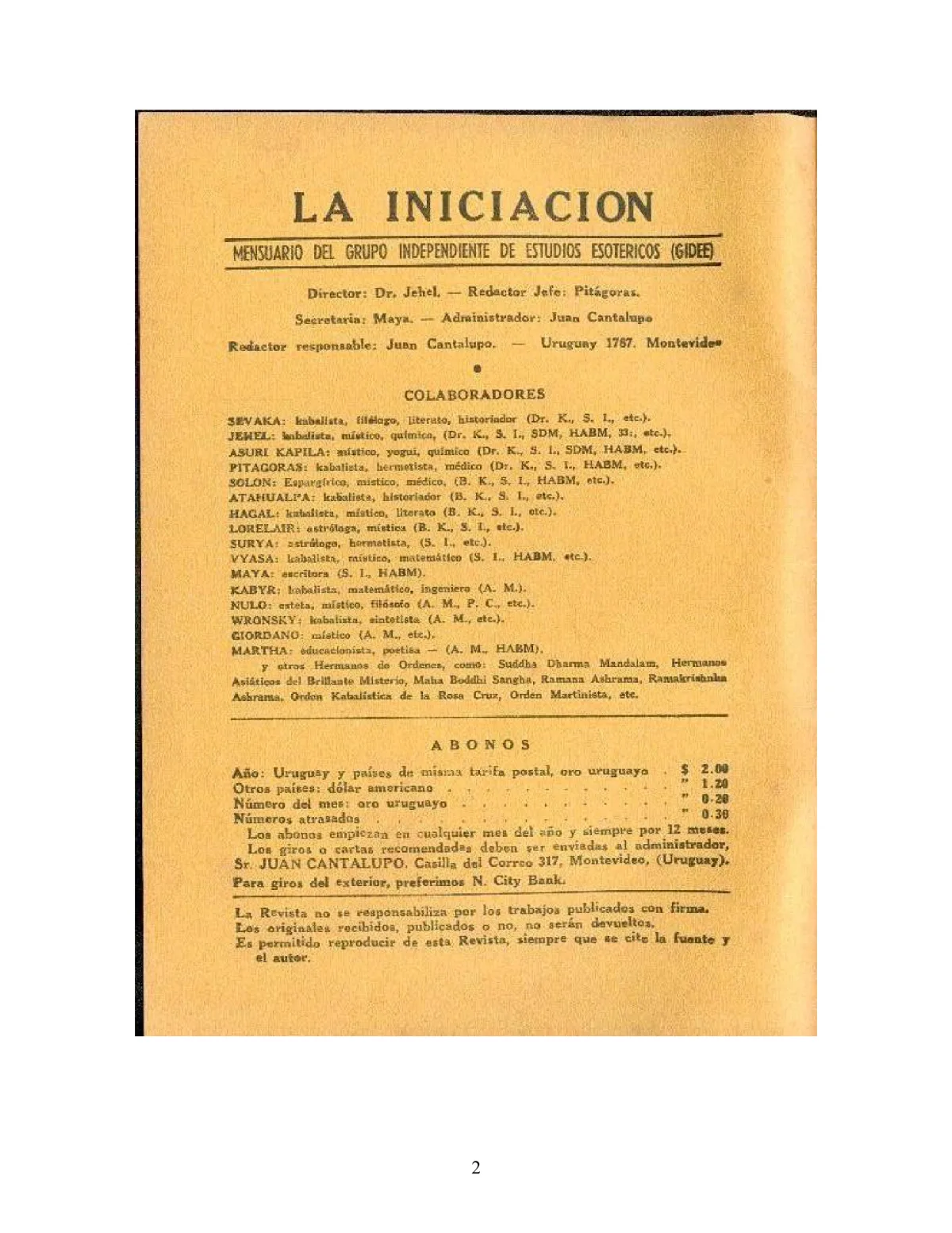 La Iniciación · Año IV, Nº 37 · May 1945, page 2