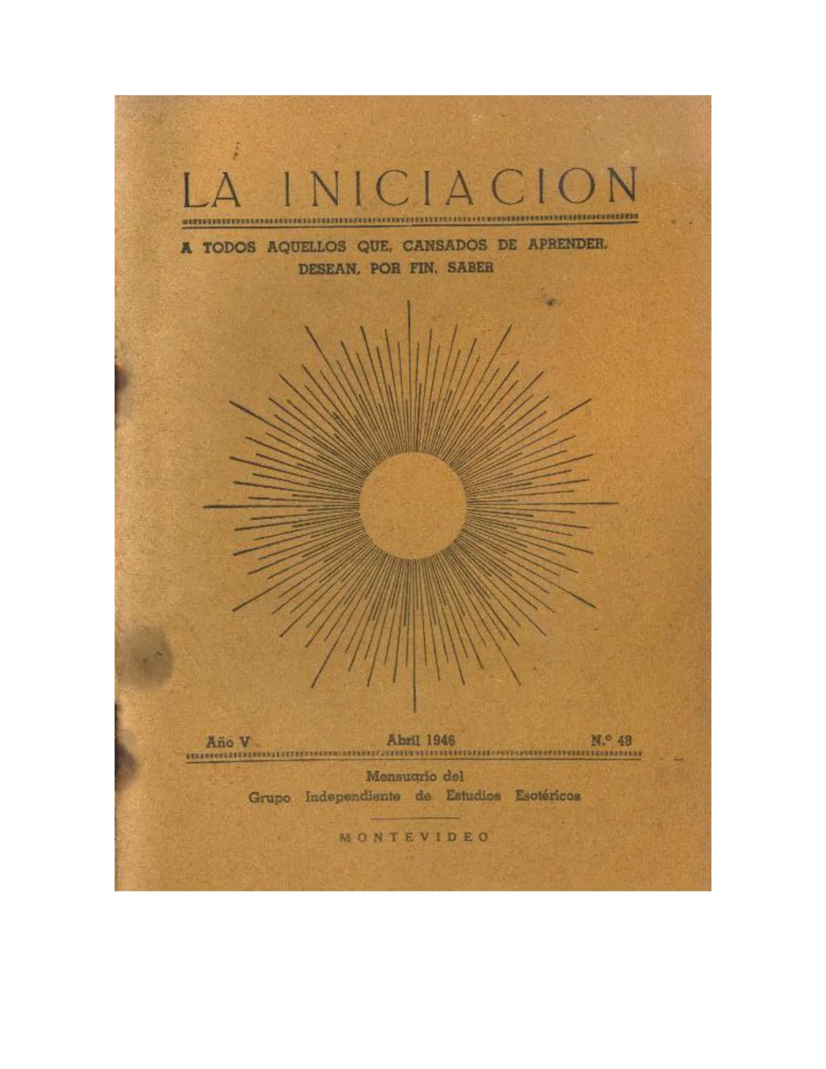 La Iniciación · Año V, Nº 48 · April 1946, page 1
