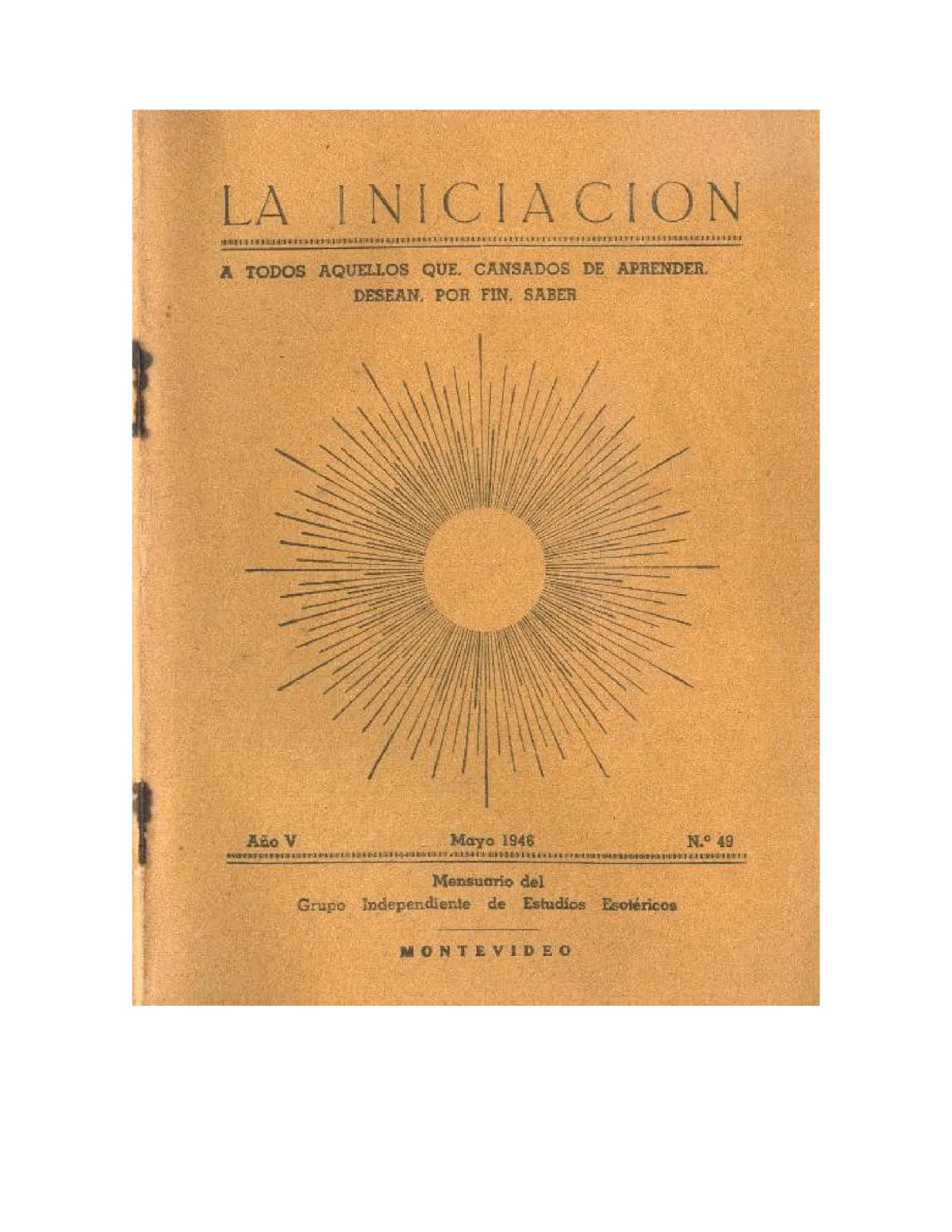 La Iniciación · Año V, Nº 49 · May 1946, page 1