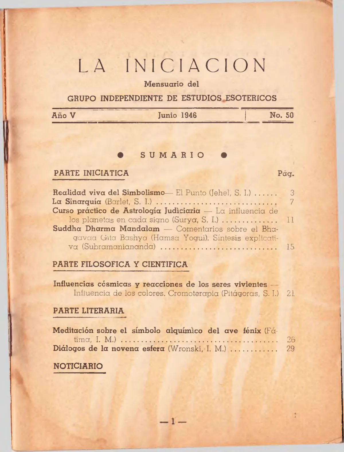La Iniciación · Año V, Nº 50 · June 1946, page 4