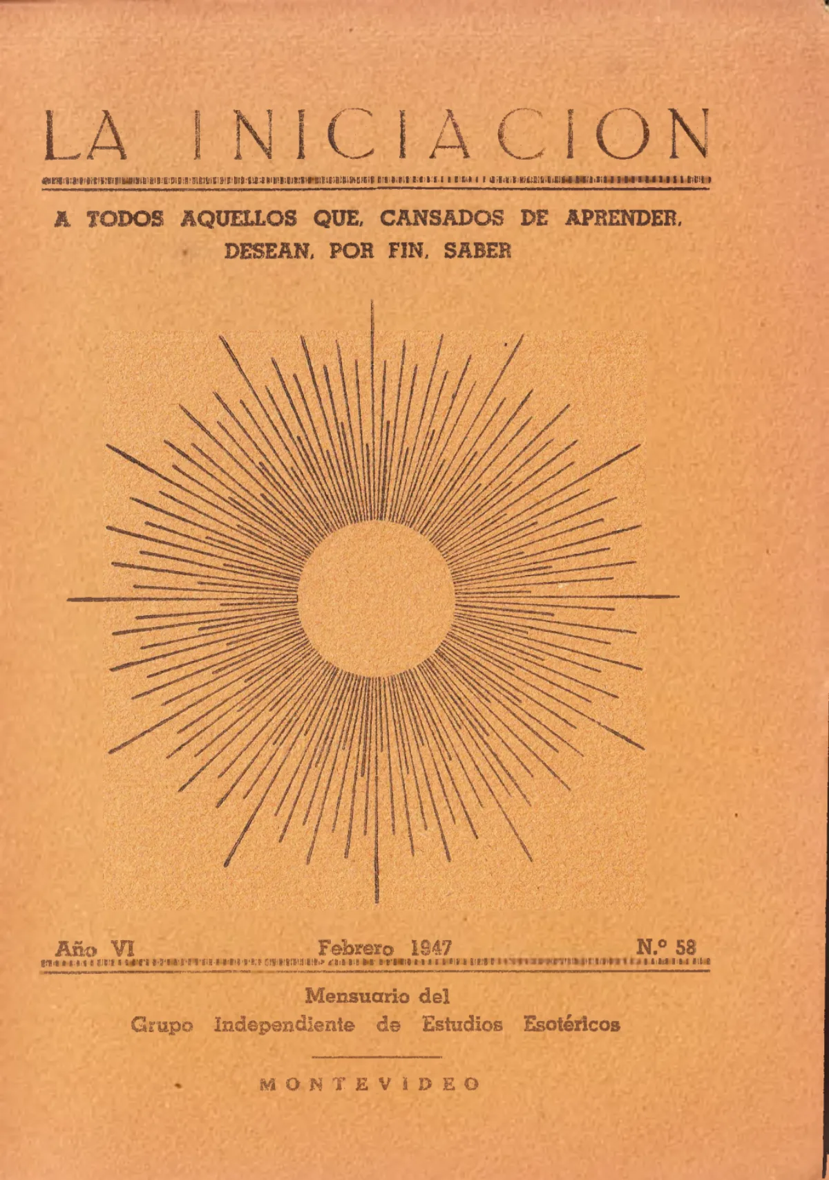 La Iniciación · Año VI, Nº 58 · February 1947, page 1