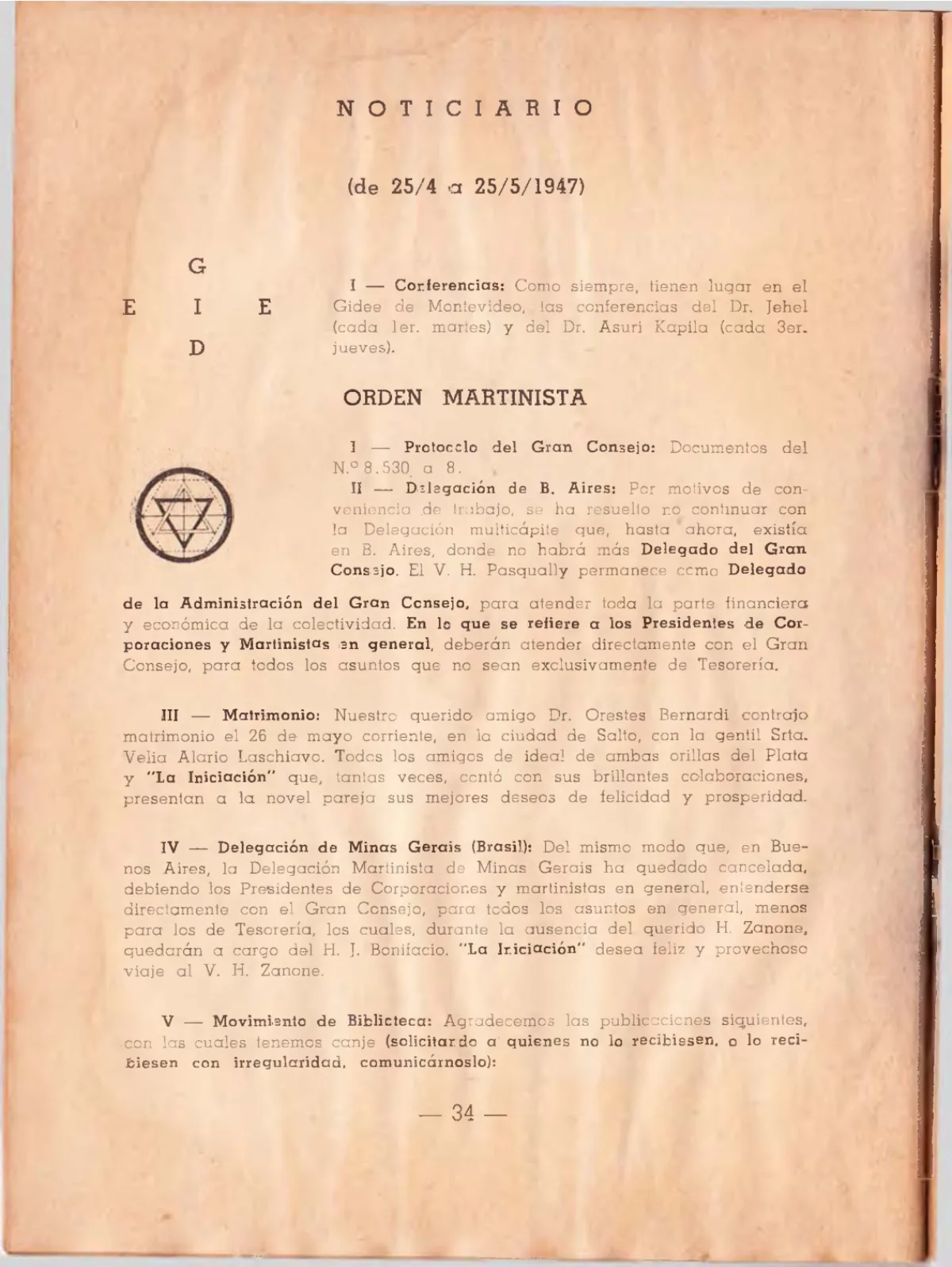 La Iniciación · Año VI, Nº 62 · June 1947, page 35