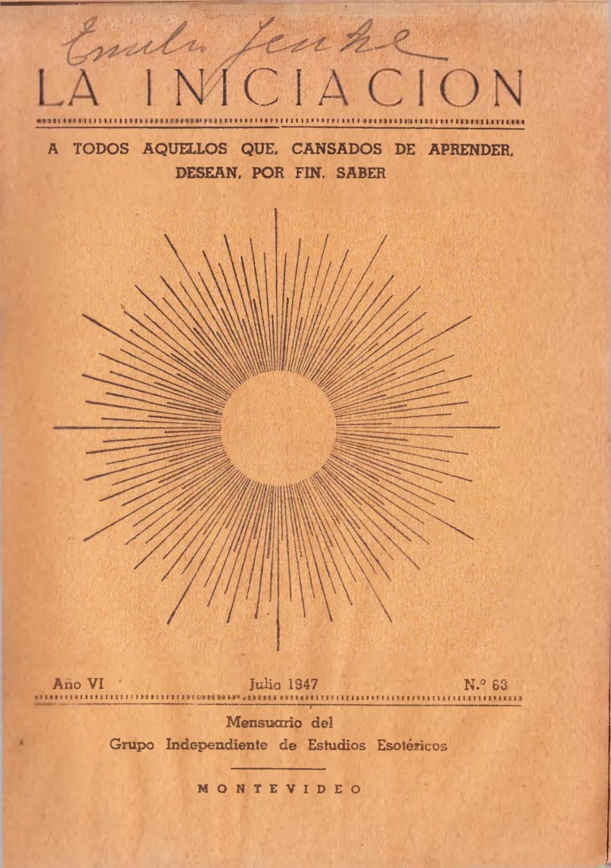La Iniciación · Año VI, Nº 63 · July 1947, page 2
